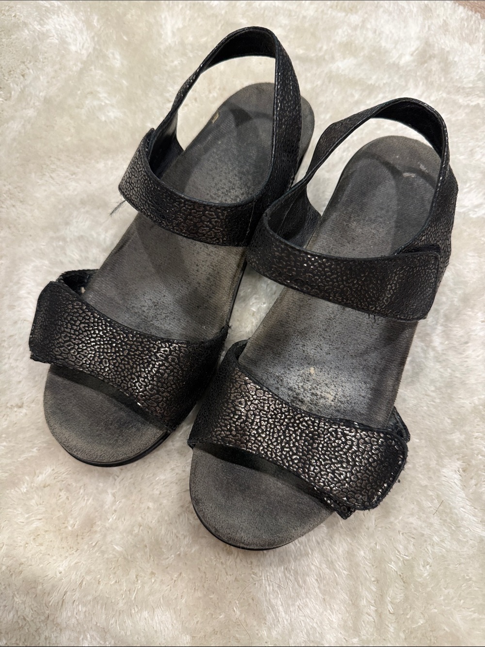 Dansko Black Textured Leopard Sandals